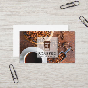 Carte De Visite Grains de café et tasse de café