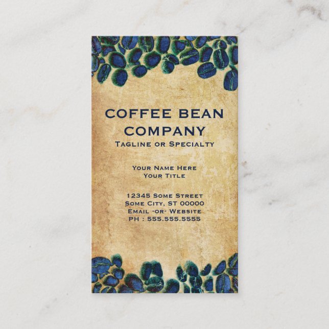 Carte De Visite grains de café vibrants (Devant)