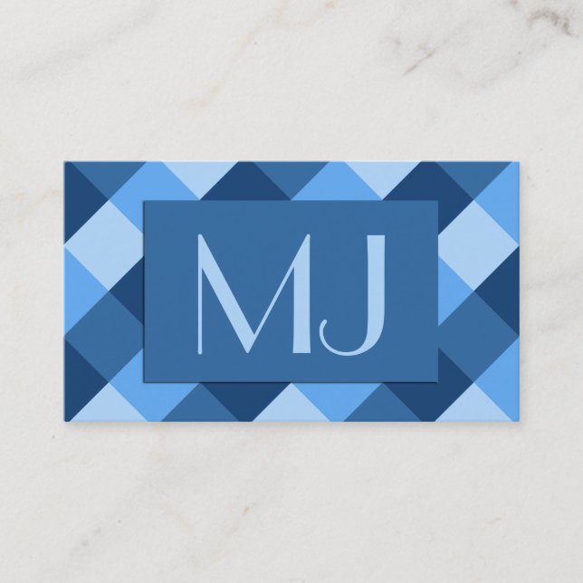 Carte De Visite Grand Buffalo Check, tons bleu denim (Devant)