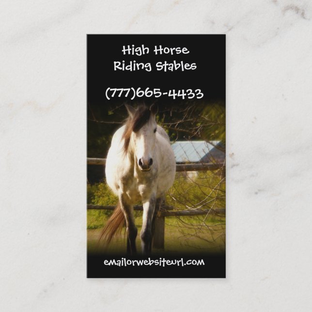 Carte De Visite Grand cheval blanc dans des entreprises équestres (Devant)