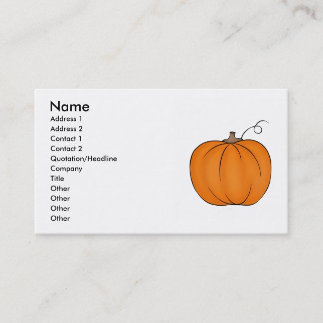 Carte De Visite Grand citrouille d'automne (Devant)