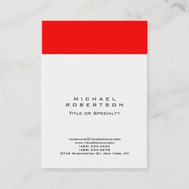 Carte De Visite Grand Monogramme blanc rouge Professionnel Minimal (Devant)
