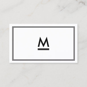 Carte De Visite Grand monogramme moderne initial en noir et blanc