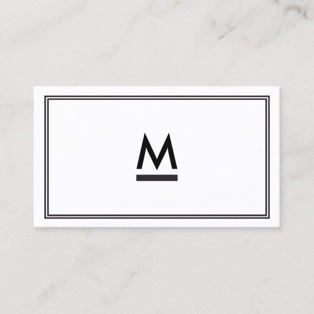 Carte De Visite Grand Monogramme moderne initial en noir et blanc (Devant)