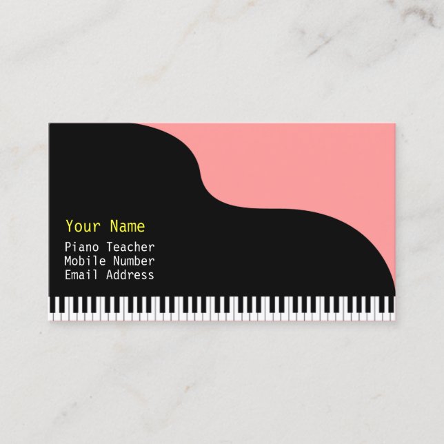 Carte De Visite Grand Piano Arrière - plan rouge (Devant)