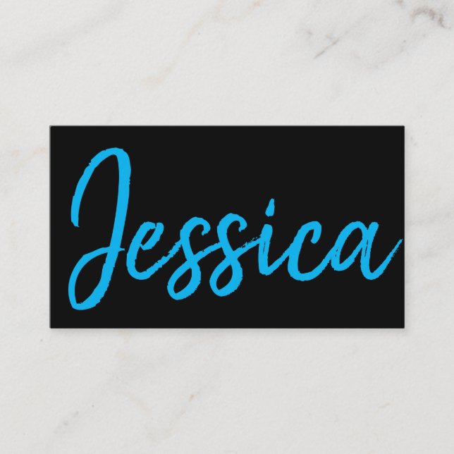 Carte De Visite Grand script bleu (Devant)