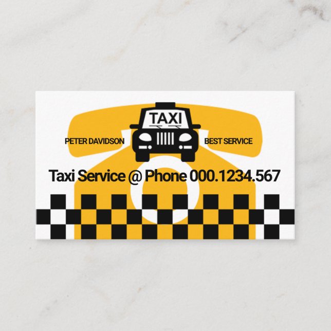 Carte De Visite Grand Téléphone Jaune Taxi Motif Chauffeur Case à  (Devant)