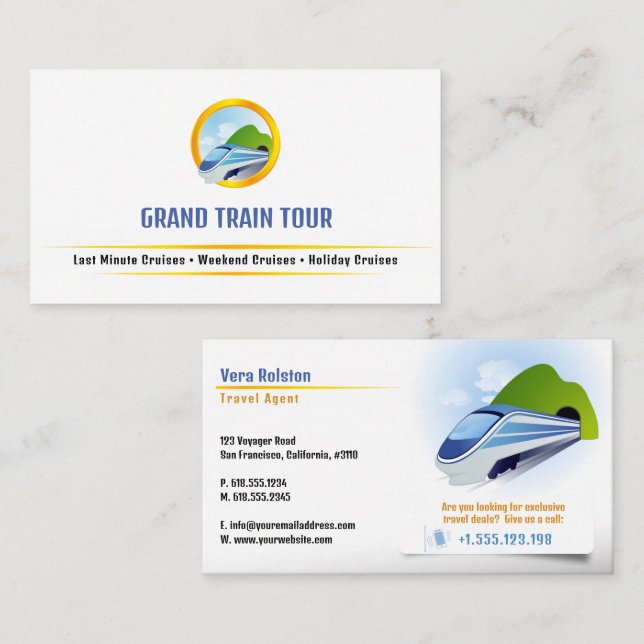 Carte De Visite Grand train | Agent de voyage (Devant / Derrière)