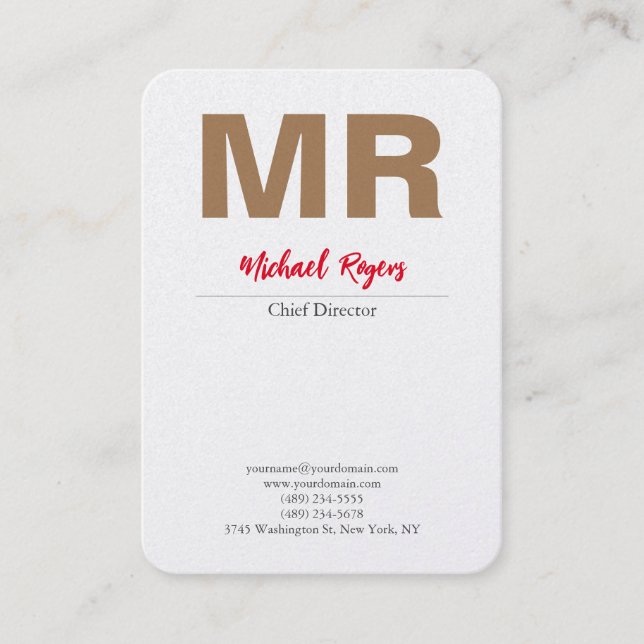 Carte De Visite Grande Perle de qualité professionnelle Monogramme (Devant)