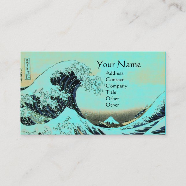Carte De Visite GRANDE VAGUE MONOGRAM Aqua Bleu, Turquoise (Devant)