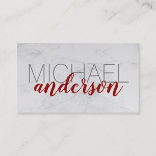 Carte De Visite Grandes polices   Red Script Professional   Marbre