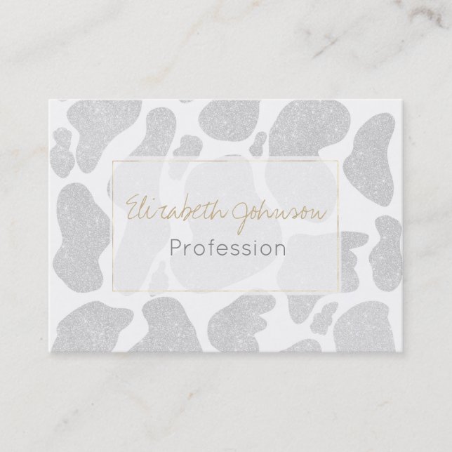 Carte De Visite Grandes taches d'argent blanc simple (Devant)