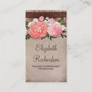 Carte De Visite Grange Fleurs Roses Bois et Vintage Burlap Shabb