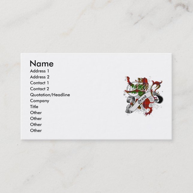 Carte De Visite Grant Tartan Lion (Devant)