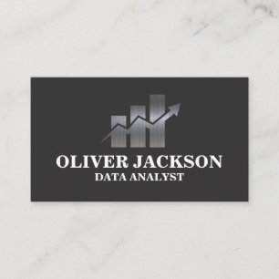 Carte De Visite Graphique à barres de graphique métallique   Place