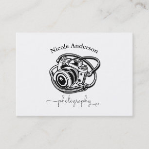 Carte De Visite Graphique blanc noir de logo d'appareil-photo de