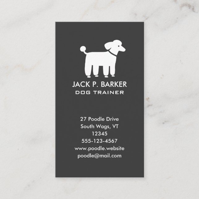 Carte De Visite Graphique de caniche blanc (Devant)