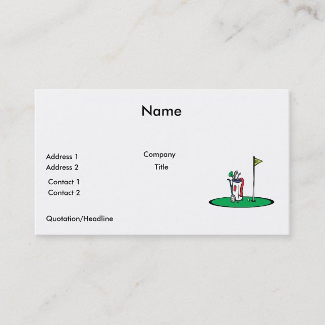 Carte De Visite Graphique de golf 18e trou (Devant)