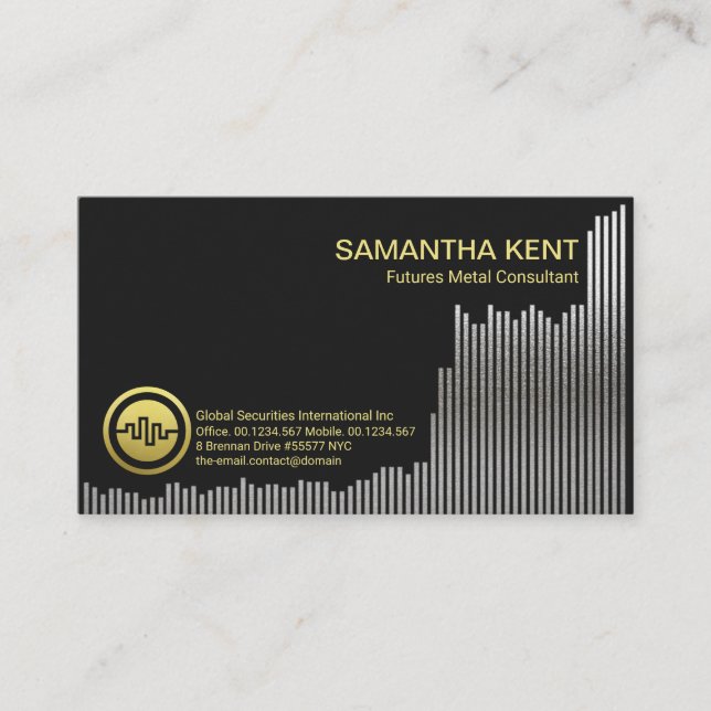 Carte De Visite Graphique de parts de futur en métal à tendance ha (Devant)