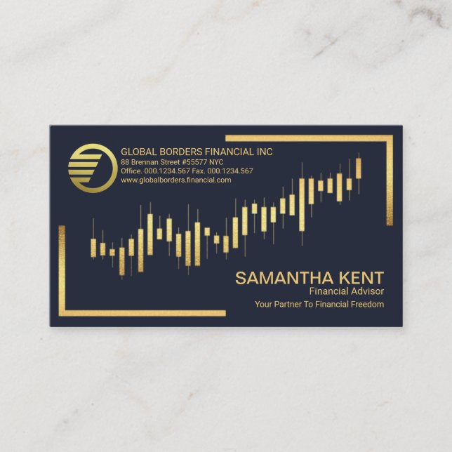 Carte De Visite Graphique d'investissement créatif en or Financial (Devant)
