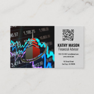 Carte De Visite Graphique du marché stock   Graveur Sky   Code QR