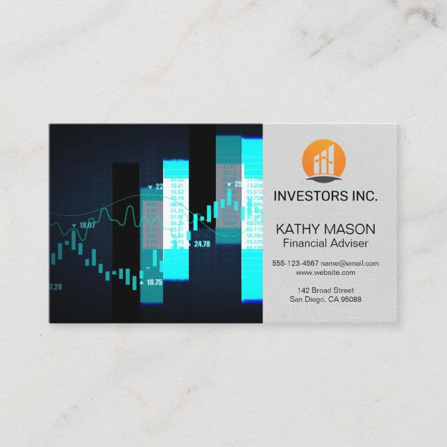 Carte De Visite Graphique du marché stock | Logo Finance (Devant)