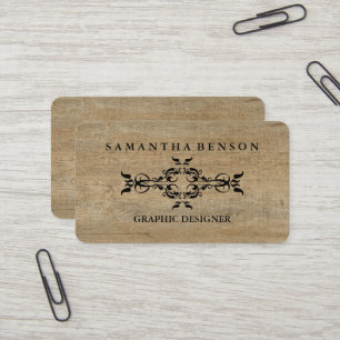 Carte de visite graphique en texture de bois rusti