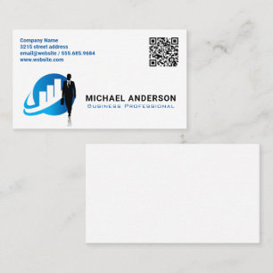 Carte De Visite Graphique financier Homme d'affaires Code QR