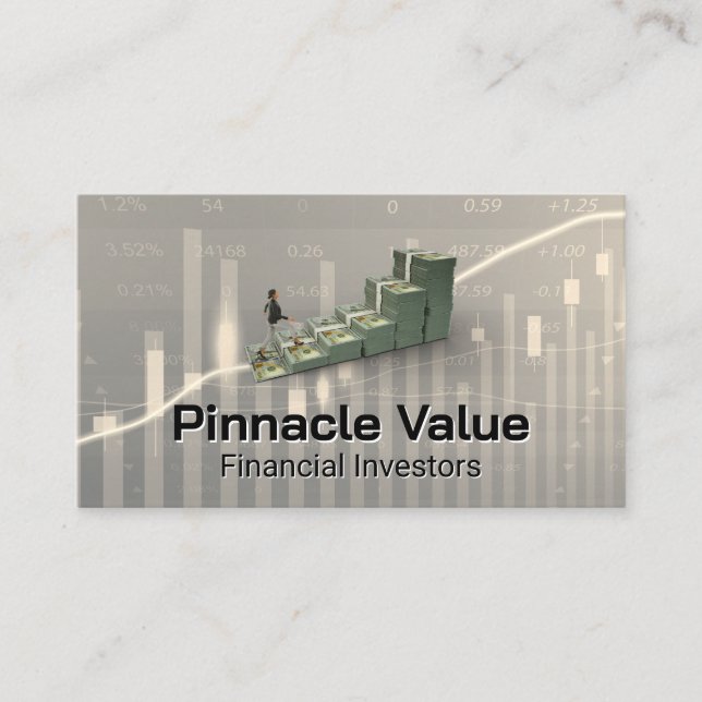 Carte De Visite Graphique financier | Pile de liquidités (Devant)
