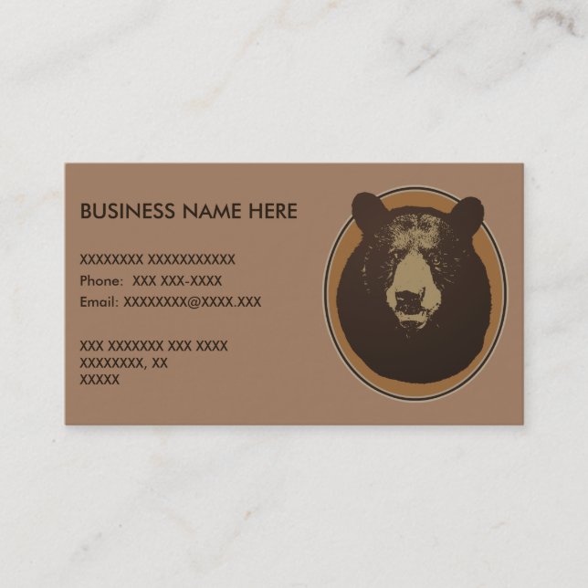 Carte De Visite Graphique monté de tête d'ours d'empaillage (Devant)