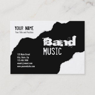 Carte De Visite Graphique noir et blanc déchiré de grunge de bande