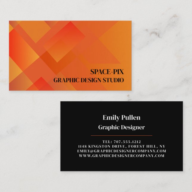 Carte De Visite Graphique orange, Graphiste (Devant / Derrière)
