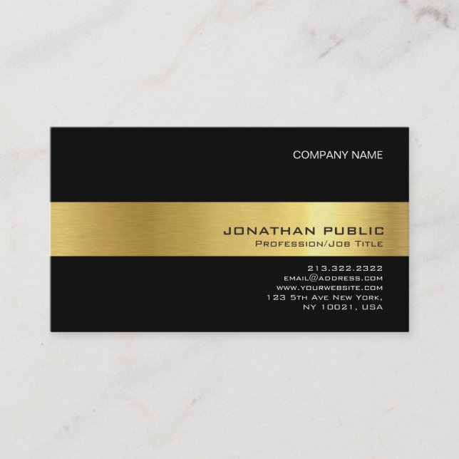 Carte De Visite Graphique professionnel moderne Black Gold élégant (Devant)