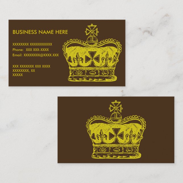 Carte De Visite Graphique royal de couronne (Devant / Derrière)