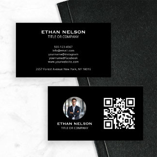 Carte De Visite Graphisme de contact minimaliste noir tendance