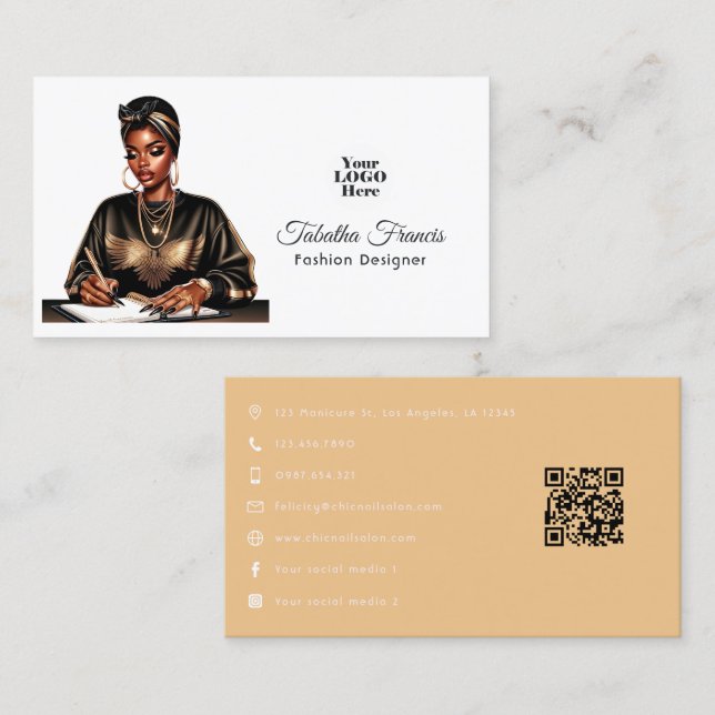 Carte De Visite Gras Afro Black Woman Conception d'autonomisation (Devant / Derrière)