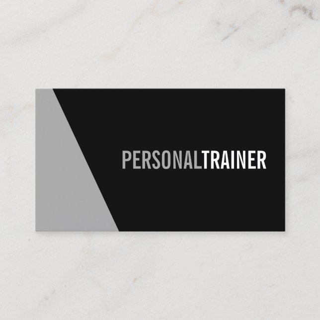 Carte De Visite Gras Black and Grey Personal Trainer (Devant)
