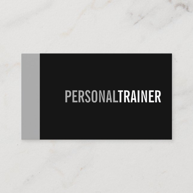 Carte De Visite Gras Black and Grey Personal Trainer (Devant)