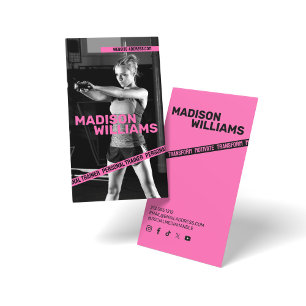 Carte De Visite Gras Bright Pink Personal Trainer Photo
