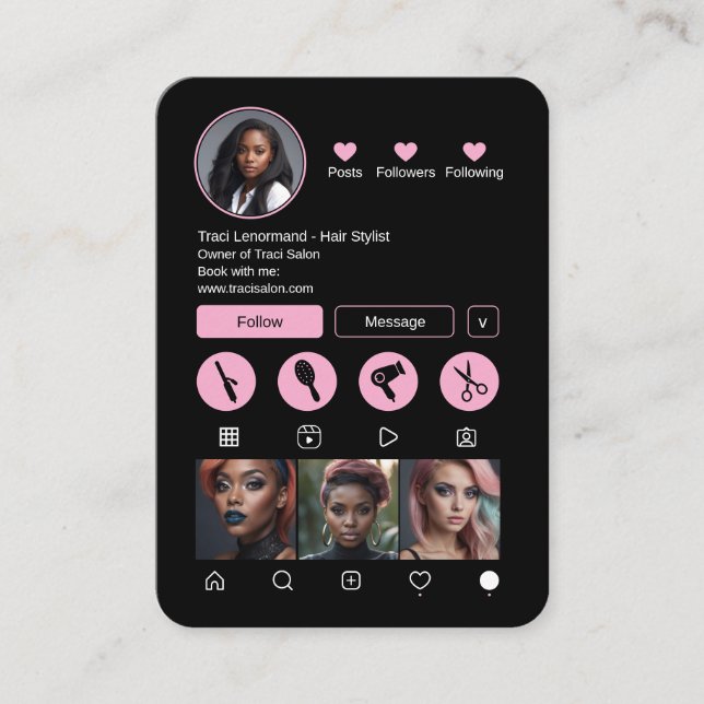 Carte De Visite Gras Hair Stylist Social Media Layout (Devant)