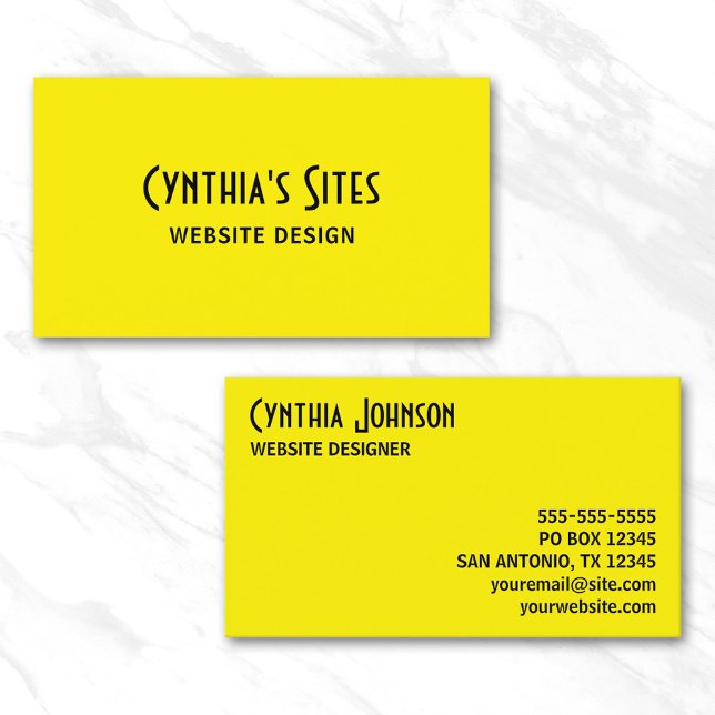Carte De Visite Gras jaune et noir (Yellow and Black Retro Bold Business Card)