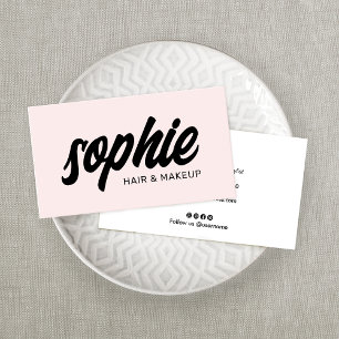Carte De Visite Gras manuscrit Brush Script Blush Rose Beauté