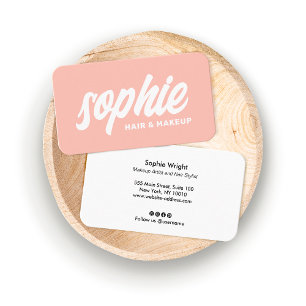 Carte De Visite Gras manuscrit Brush Script Blush Rose Beauté