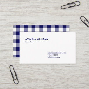 Carte De Visite Gras Marine bleu et blanc Buffalo Plaid Motif