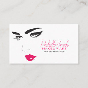 Carte De Visite Gras Minimaliste Rose Noir Moderne Maquilleuse QR