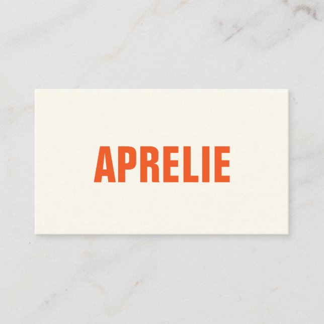 Carte De Visite Gras Moderne Orange Blanc Créatif Professionnel (Devant)