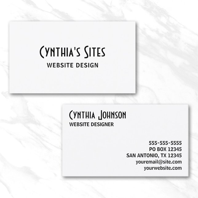 Carte De Visite Gras noir et blanc (White and Black Retro Bold Business Card)