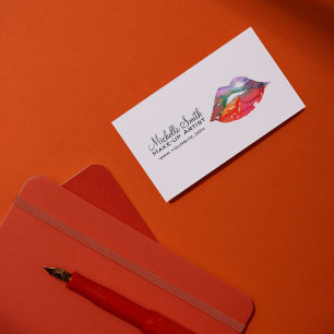 Carte De Visite Gras Rainbow Lips Aquarelle Dessin maquillage beau