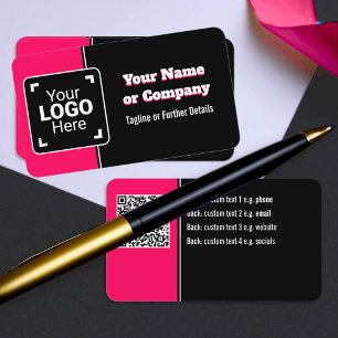 Carte De Visite Gras, Rose Chaud, Noir & Blanc Propre Marque