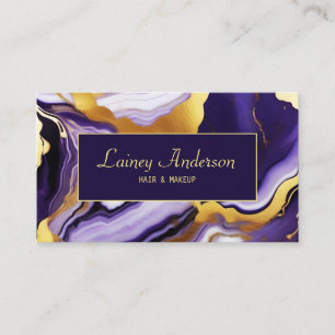 Carte De Visite Gras Trendy violet jaune or faux marbre